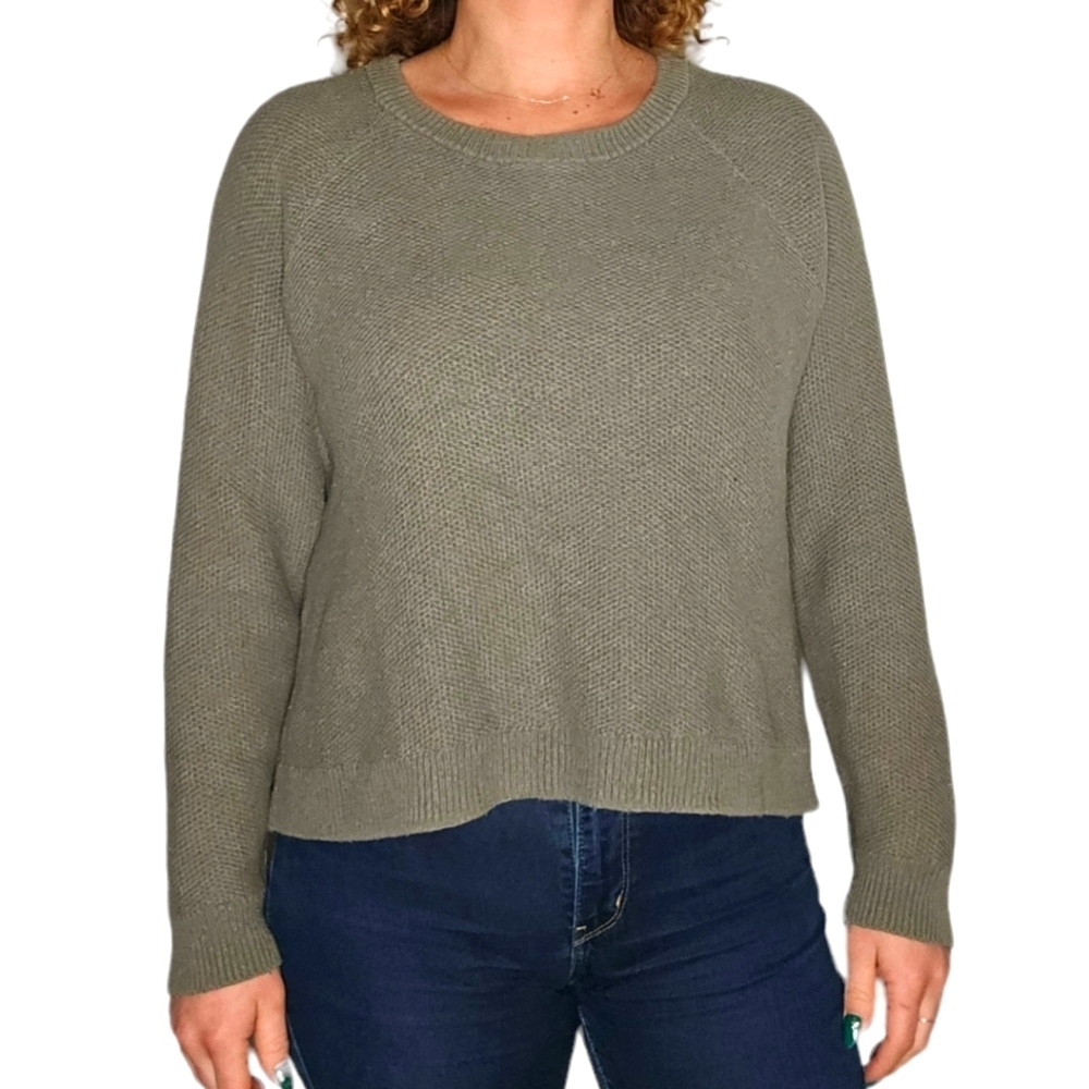 Madewell Knit Cross Open Back Sweater Size X Large Green